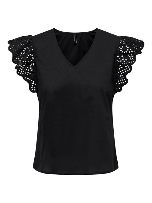 Only Lou Life Top T-shirt med broderi